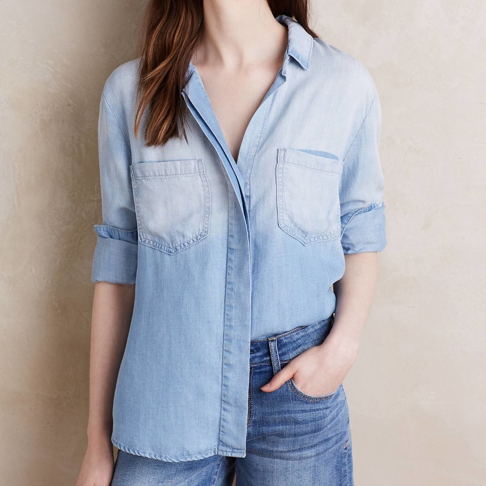 Cloth & Stone ombre split-back denim buttondown